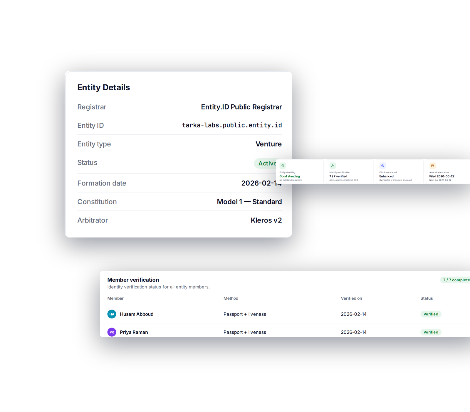 Collage v2: agent record, verification and standing